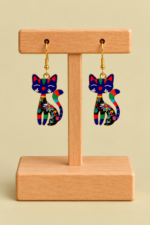 Pendientes de Gato Michi azul con colgante de gato La Gata Voladora Laujar de Andarax Almeria