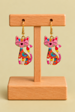 Pendientes de Gato Michi rosa con colgante de gato La Gata Voladora Laujar de Andarax Almeria